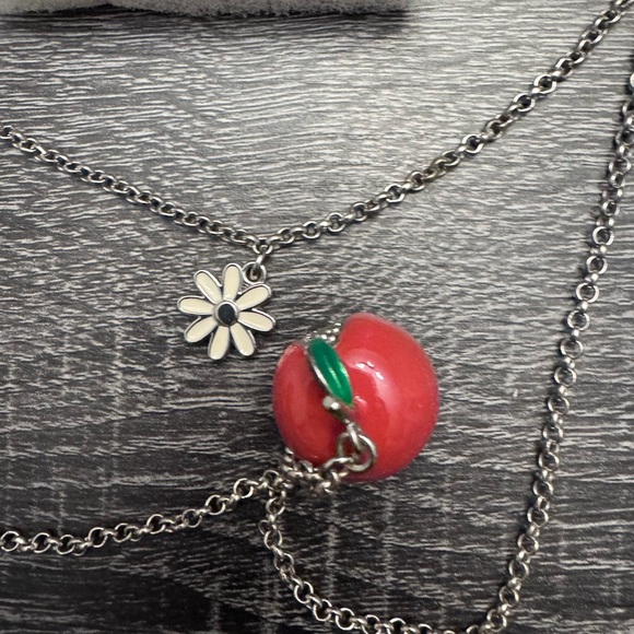 Elegant Silver and Red Apple Jewelry Set - Picture 3 of 8